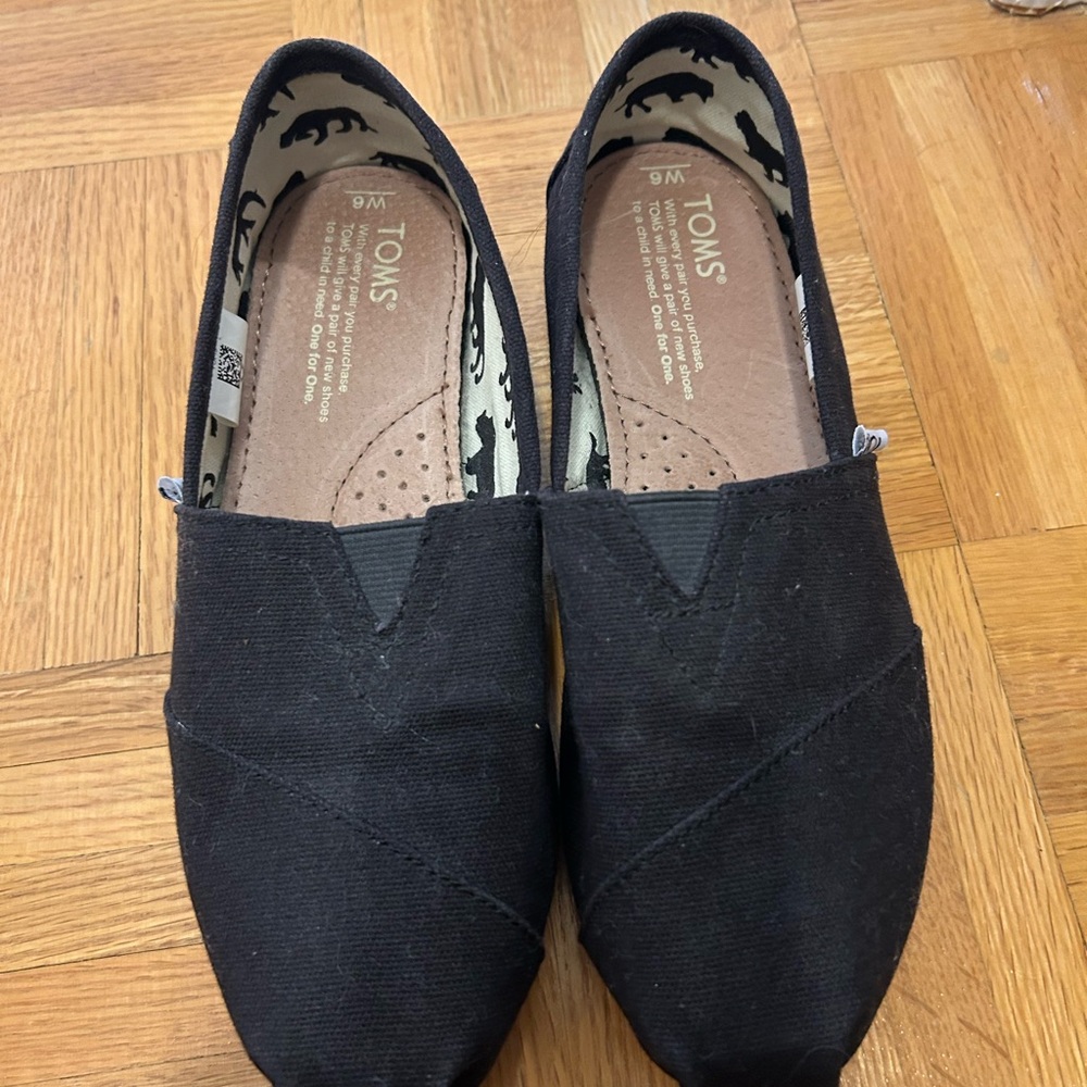TOMS Black Slip-On Canvas Shoes